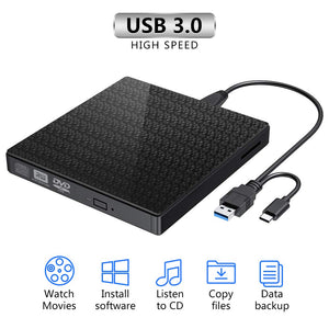Unità CD DVD esterna, masterizzatore e lettore CD-RW/VCD-RW portatili Black - Ilgrandebazar