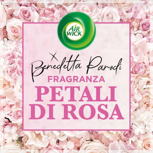 Airwick Armonia Istantanea, Confezione con kit completo Gadget 1 Diffusore di Oli Essenziali + 1 Ricarica alla Fragranza di Petali di Rosa