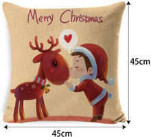 Carica l'immagine nel visualizzatore di Gallery, Yidaxing Natale Federa per Cuscini Cotone Biancheria 4 Pack Buon Natale Babbo Alce per divani Decorativo Biancheria Cuscino copricuscini Divano Caso Federa(45x45cm)