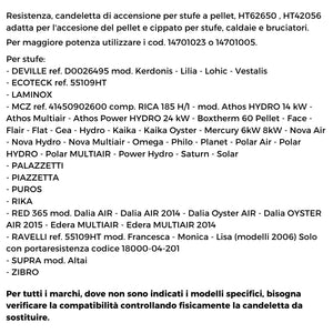 Easyricambi - Candeletta Accensione Stufa Pellet 280W, Diametro 9,9mm e Lunghezza 140mm (150mm Totali) Filettatura 3/8" Gas, Resistenza per Riscaldamento Rapido, Ricambio per Modelli Adler, Piazzetta
