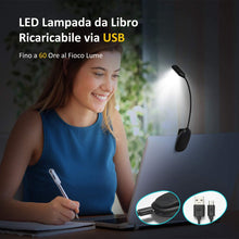 Carica l'immagine nel visualizzatore di Gallery, Lampada da Lettura con 60 ore di Autonomia【Nuovo Design nel 2020】Lampada Clip Ricaricabile con 7 LED 9 Modalità, 360°Flessibile Lampada Libro per di Notte, E-Reader,Bambino,Kindle, Studio,Letto,Tablet