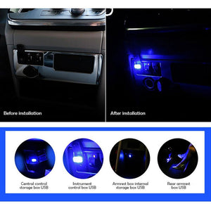 Pawaca, illuminazione auto USB LED, per interni auto, White Blue Red Pink - Ilgrandebazar