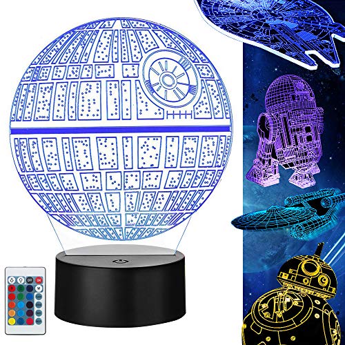 Lampada 3D Star Wars Regalo Perfetto, 16 Colori Dimmerabile Lamp Illusion... - Ilgrandebazar