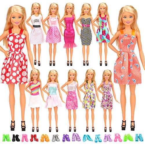 Miunana 22 Pezzi = 12 PCS Abiti Vestiti alla Moda 12 + 10 Pcs Scarpe - Ilgrandebazar