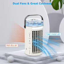 Carica l&#39;immagine nel visualizzatore di Gallery, Mini Condizionatore Portatile, Personale Basso Rumore Climatizzatore 4-in-1 Aria Condizionata, Ventilatore da Scrivania, Purificatore Umidificatore, 3 velocità di ventilazione Condizionatore d&#39;aria