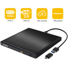 Carica l&#39;immagine nel visualizzatore di Gallery, VicTsing Masterizzatore Dvd CD Esterno, unità Esterna USB 3.0 con Nero - Ilgrandebazar