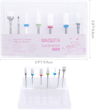 Carica l&#39;immagine nel visualizzatore di Gallery, MAQUITA Punte Fresa Unghie, set di manicure elettrico da 7 pezzi Kit di trapano per unghie elettrico 3/32&quot;Ceramica Lima per unghie elettrica Manicure Pedicure Uso domestico (White)