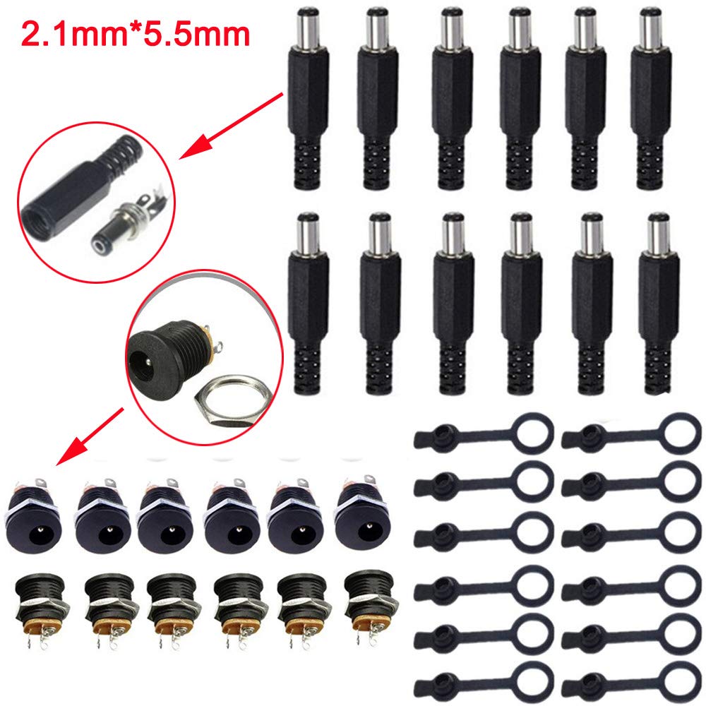 RUNCCI 5.5 mm x 2.1 24 pezzi con filettatura femmina presa Jack × 2.5