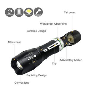 Tattico torcia CREE LED 2000LUMEN super luminoso regolabile Led Flashlight - Ilgrandebazar