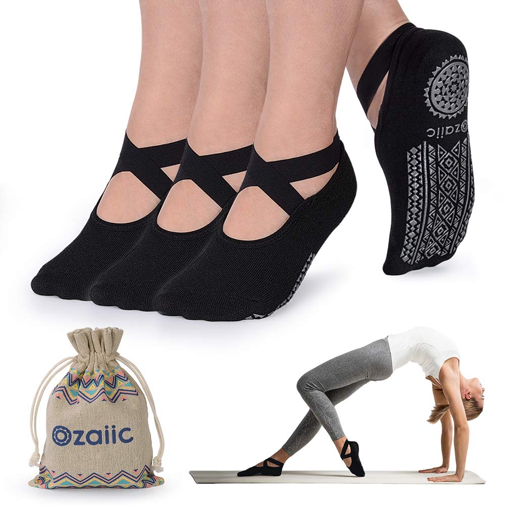 4 Calzini Antiscivolo Per Yoga - In Cotone, Con Grips In Silicone - Foto 4