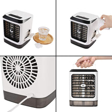 Carica l'immagine nel visualizzatore di Gallery, GOLDGE Mini Raffreddatore D'aria USB Condizionatore Portatili, Evaporativo Purificatore Umidificatore con 480 ml, Air Cooler con 3 Velocità del Vento Regolabili, per Casa Ufficio Viaggi