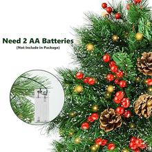 Carica l'immagine nel visualizzatore di Gallery, albero natale piccolo con luci,20 inch Mini albero di Natale artificiale preilluminato con luci a LED calde, ornamenti di pigne con bacche rosse per decorazioni natalizie per interni domestici