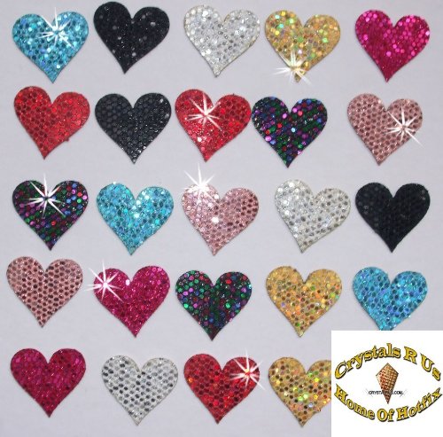 48 cuori di paillette da 20 mm, applicare con ferro stiro Multicolore - Ilgrandebazar