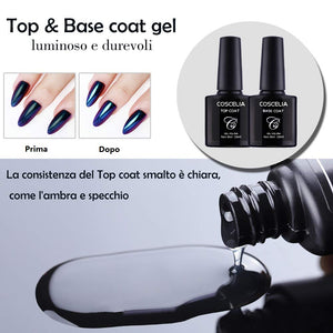 Coscelia kit 10pc semipermanenti per #10 colori+Top coat+Base coat+Matt - Ilgrandebazar