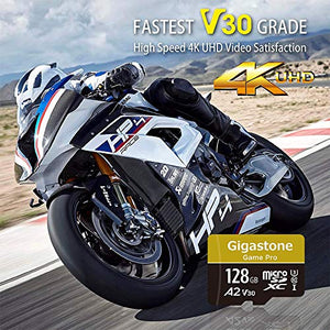 Gigastone Scheda di Memoria Micro SD XC da 128GB e Adattatore. 128 GB A2 V30.