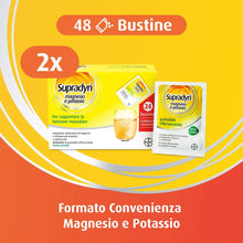 Carica l&#39;immagine nel visualizzatore di Gallery, Supradyn Integratore Multivitaminico Magnesio e Potassio, con 5 Vitamine, Per Afa, Caldo, Attività Fisica e Supporto Funzione Muscolare, Maxi Formato 24 + 24 Bustine, 200 Ml