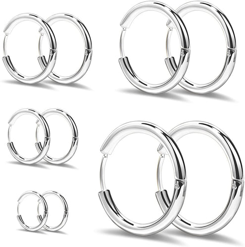 Elegel 5 Paia Orecchini in Acciaio Inossidabile Cerchio Orecchini Rotondo Oro Rosa Oro Argento Nero Set (5 Coppie) Uomo Donna 8mm 10mm 12mm 14mm 16mm