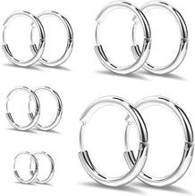 Carica l&#39;immagine nel visualizzatore di Gallery, Elegel 5 Paia Orecchini in Acciaio Inossidabile Cerchio Orecchini Rotondo Oro Rosa Oro Argento Nero Set (5 Coppie) Uomo Donna 8mm 10mm 12mm 14mm 16mm