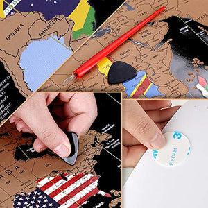 Anpro Mappa del Mondo da Grattare - 80x58cm Poster con Bandiera... - Ilgrandebazar