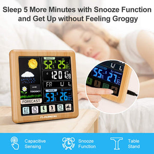 FLOUREON Stazione Meteorologica Automatica Digitale Wireless Colore del legno - Ilgrandebazar