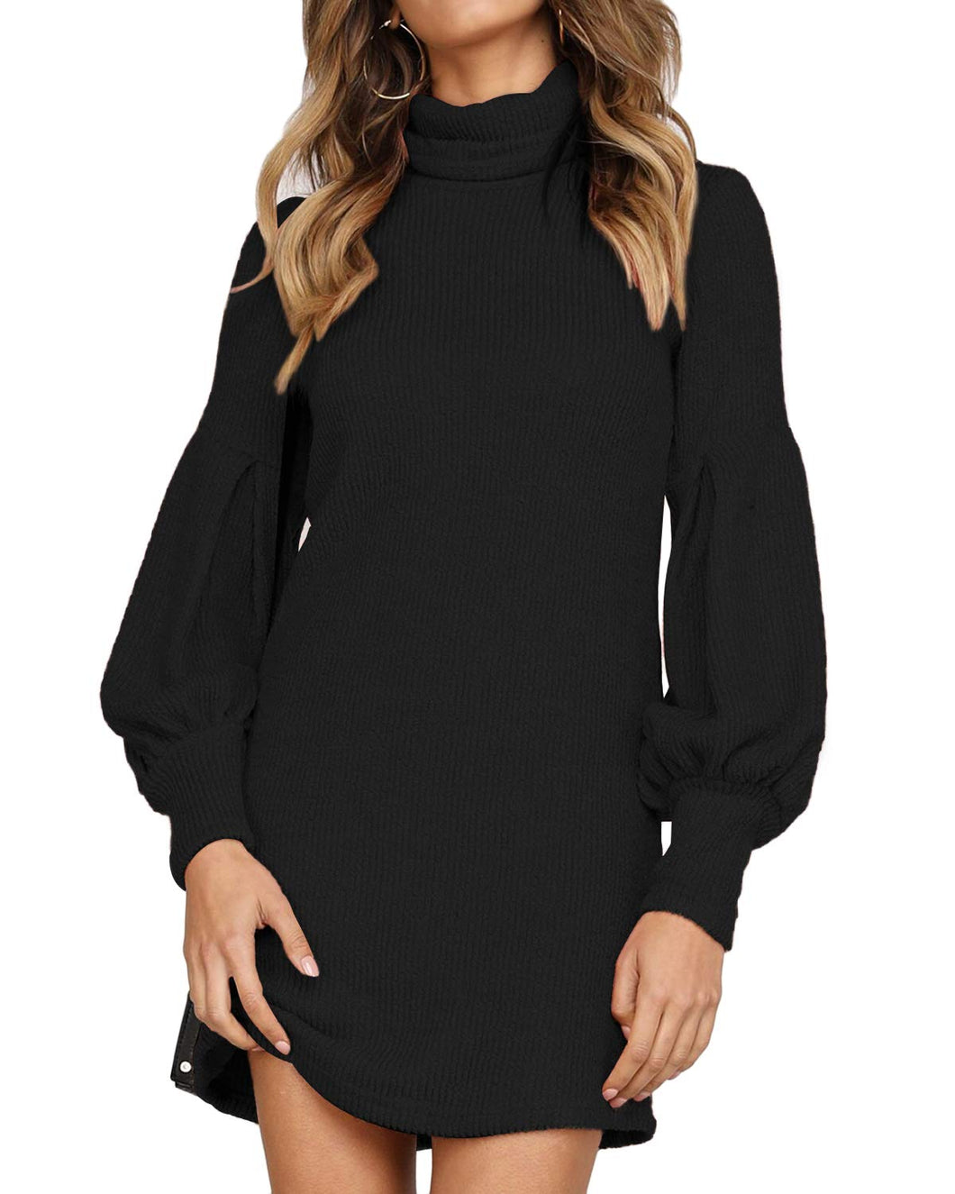 Auxo Vestito Maglione Donna Inverno Elegante Collo Alto Abito Slim Aderente... - Ilgrandebazar