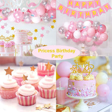 Carica l'immagine nel visualizzatore di Gallery, Decorazioni per Feste di Compleanno con Cake Topper DIY, Happy Birthday Banner di Buon Compleanno, Rosa Palloncini con Coriandoli con Lettere, per Ragazza Compleanno Decorazioni Feste