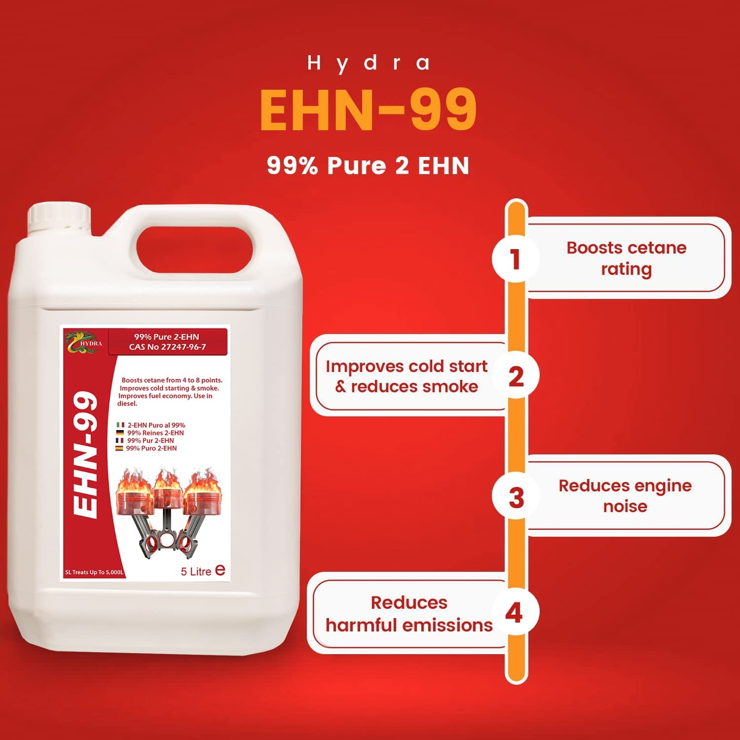 HYDRA EHN-99, 2-etilesil-nitrato Puro al 99% 2 EHN migliora Le Prestaz –