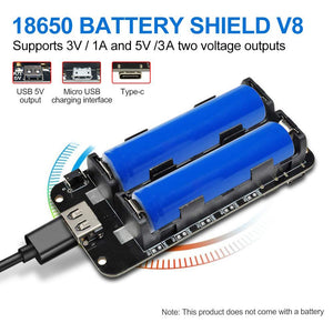 diymore 18650 Batteria Shield V8 3V 5V 18650 Battery V8+USB Cable - Ilgrandebazar