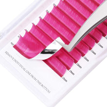 Carica l'immagine nel visualizzatore di Gallery, Ciglia singole ciglia colorate, 0,07 mm arricciatura a C mista 8-14 mm ciglia russe a volume facile, ciglia singole a grappolo rosa per extension ciglia 8-14mm Rosa-0.07-C