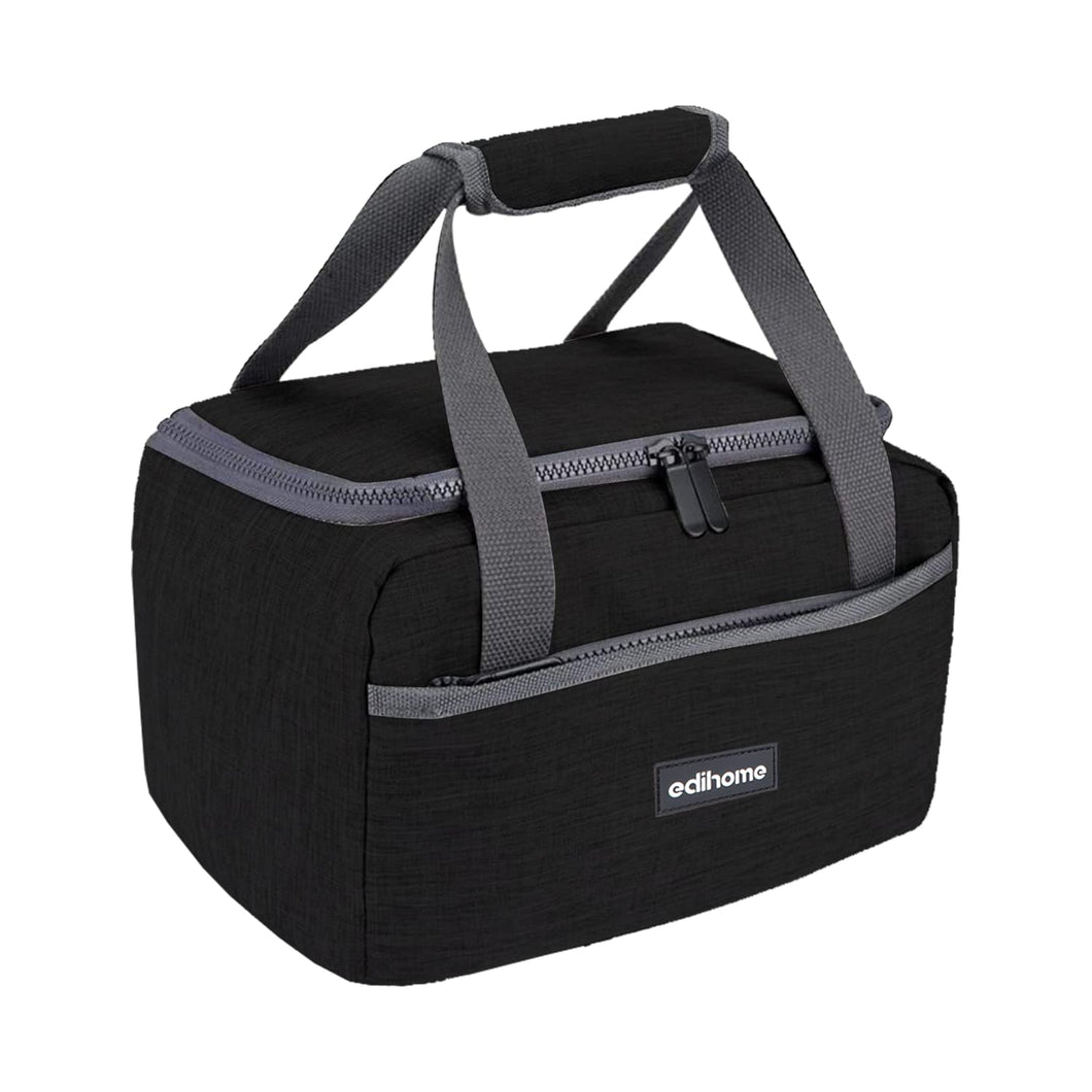 edihome, Borsa Termica Porta Pranzo, Borsa Frigo Piccola, 8L, Lunch Box, Porta Pranzo Termico, Borsetta, per Lavoro, per Viaggio, Blu, Beige e Grigio (Nero)