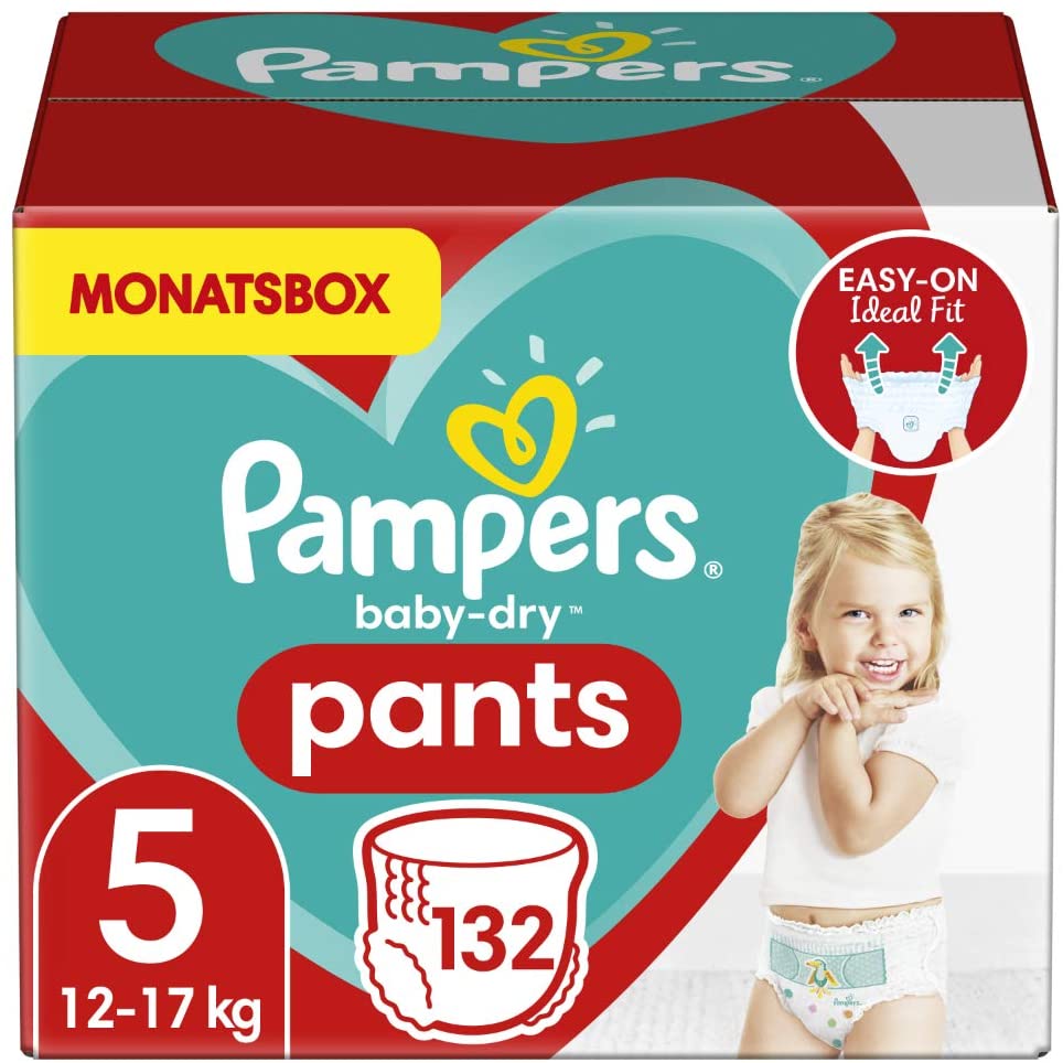 Pampers Active Baby-Dry pants pannolino taglia 5, 12-17 kg, 132 pezzi.