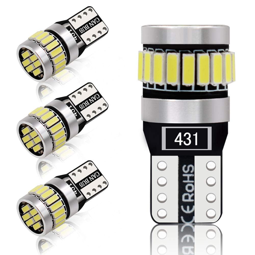 4pcs W5W T10 LED Canbus Auto Lampada 194 168 24 Leds 4014SMD 12V, Bianco - Ilgrandebazar