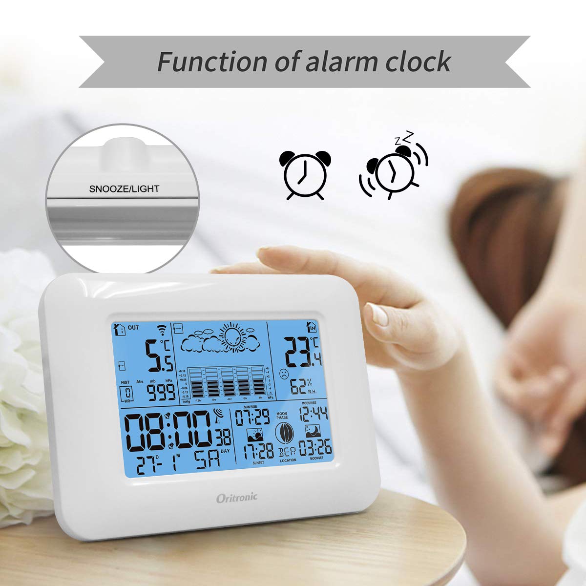 Stazione Meteorologica Wireless Per Interni Ed Esterni Termometro Igrometro Con Sensore Esterno Display Lcd Monitor Digitale Della Temperatura E Dellumidita Con Retroilluminazione Bianco 90139873 - Foto 1