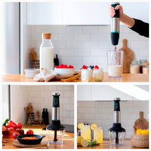Carica l&#39;immagine nel visualizzatore di Gallery, Cecotec Frullatore a mano Power Pulsar 2300 MAX. Potenza massima 2300 W, Lame a 4 Lame Con Rivestimento In Titanio Nero, Piede XL, Bicchiere 700 ml con Coperchio, Aste e Tritatutto con Becco Ghiaccio