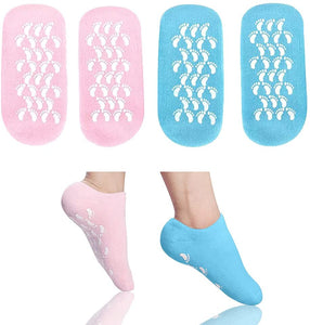 2 Paia di Calzini Idratanti, Calzini in Gel Idratante Morbidi Idratanti per i Piedi per Donne e Uomini, Piedi Asciutti Idratanti Calzini in Silicone Idratanti per Piedi in Gel di Cotone(Blu Rosa)