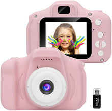 Carica l'immagine nel visualizzatore di Gallery, GlobalCrown Fotocamera Bambini,Mini Ricaricabile Fotocamera Digitale per Bambini Videocamera Regali per Ragazze Ragazzi da 3-8 Anni,8MP Video HD Schermo da 2 Pollici (Scheda 32 GB Inclusa) Rosa