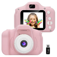 Carica l'immagine nel visualizzatore di Gallery, GlobalCrown Fotocamera Bambini,Mini Ricaricabile Fotocamera Digitale per Bambini Videocamera Regali per Ragazze Ragazzi da 3-8 Anni,8MP Video HD Schermo da 2 Pollici (Scheda 32 GB Inclusa) Rosa