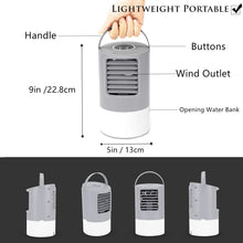 Carica l'immagine nel visualizzatore di Gallery, Mini Condizionatore Portatile Raffrescatore Evaporativo Umidificatore Purificatore Raffreddatore D'aria Climatizzatore Air Cooler con Raffreddamento per Casa/Ufficio/Camper 3 Velocità 2/4H Timer