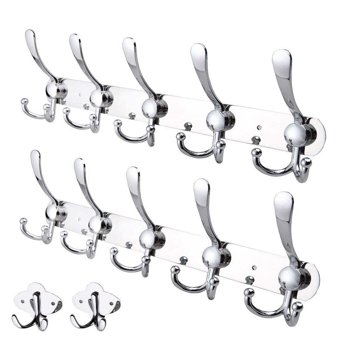 Appendiabiti Da Parete Moderno, 2 Pezzi Con 5 Ganci - Per Camera, Ufficio, Bagno - Bianco, Facile Installazione