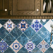 Carica l&#39;immagine nel visualizzatore di Gallery, Irich 20 Pezzi 20x20 Adesivi per Piastrelle, Impermeabile 20*20CM, Fiore Blu
