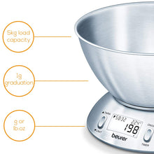 Carica l'immagine nel visualizzatore di Gallery, Beurer KS 54- Bilancia da Cucina con Ciotola in Acciaio Inox
