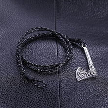 Carica l&#39;immagine nel visualizzatore di Gallery, Likgreat, bracciale intrecciato in corda di cuoio, avvolgente, con ascia di... - Ilgrandebazar
