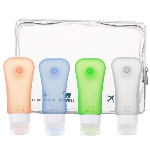 MoKo Bottiglie da Viaggio in Silicone, 4X 89ml Contenitori con Colorato A - Ilgrandebazar