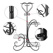 Carica l&#39;immagine nel visualizzatore di Gallery, Malayas Scaffale Porta-fiori 4 Ripiani Ferro Fioriera Verticale a Scala Nero - Ilgrandebazar
