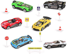 Carica l'immagine nel visualizzatore di Gallery, m zimoon Giocattoli Camion, Giocattolo Camion del Trasportatore di Auto Set con Accessori 8pcs Regalo di 6pcs Mini Metallo Auto per 3-12 Anni Ragazzi Ragazze Bambini