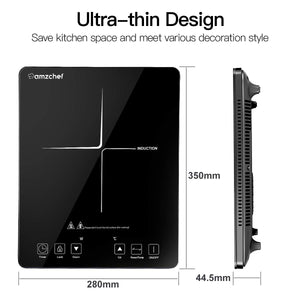 Piastra ad induzione,Amzchef piano Cottura a induzione 2000W, argento - Ilgrandebazar