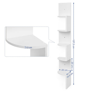 VASAGLE Scaffale Angolare a Parete con 5 Ripiani, Mobile di Legno per Bianco - Ilgrandebazar