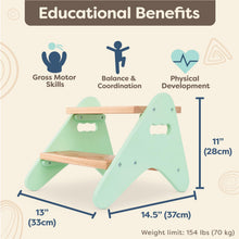 Carica l'immagine nel visualizzatore di Gallery, B. spaces - Peek-A-Boost - Robusto sgabello in legno per bambini - poggiapiedi con 2 gradini - sgabello per bambini color menta, per bagno, cucina, asilo nido - 2 anni+