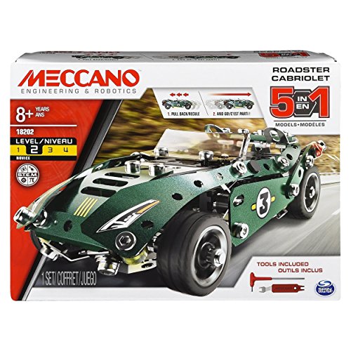 MECCANO by Erector 5 in 1 Roadster Pull Back Car Building Kit, STEM 175 pezzi - Ilgrandebazar