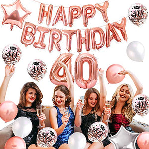 MMTX Palloncini Compleanno 40 Anni Oro Rosa Decorazioni per Feste...